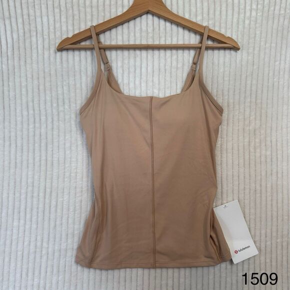 Lululemon Straight Strap Tight-Fit Shelf Tank Size 6 Beige NWT Removable Cups - Picture 1 of 14